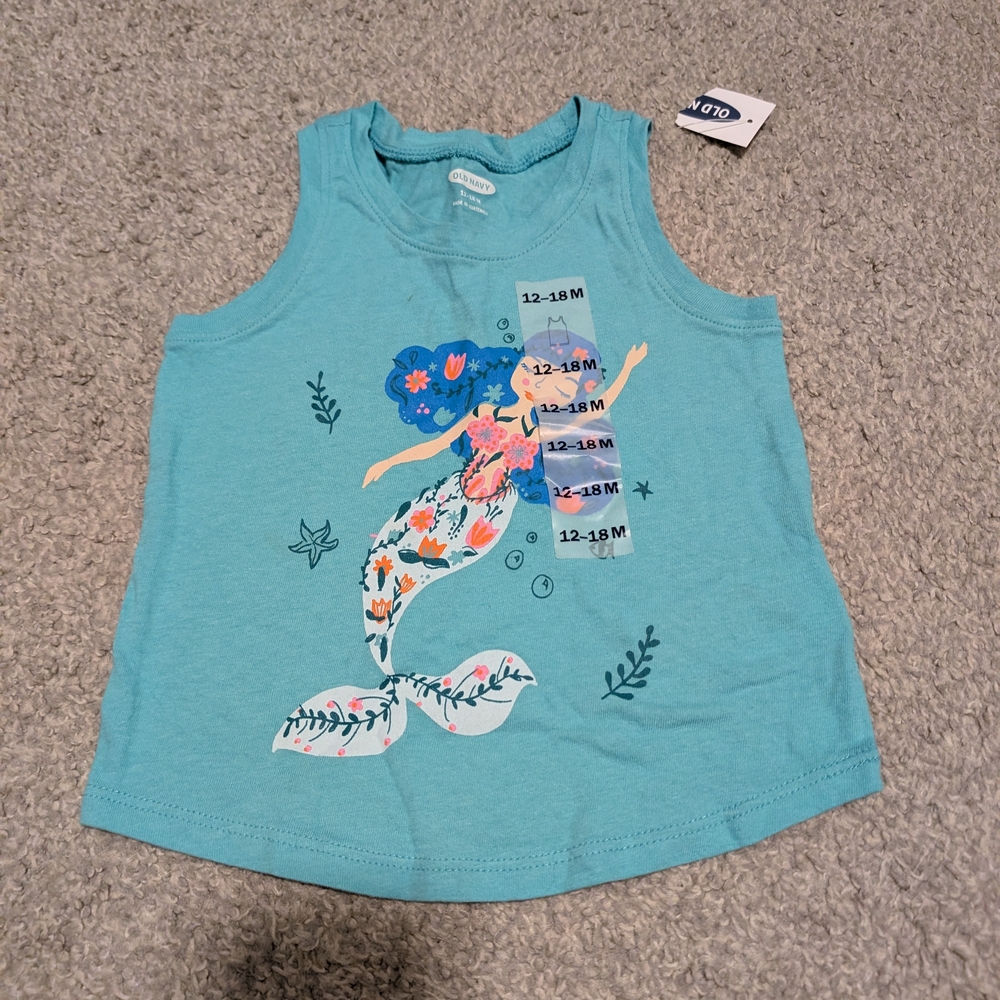 Old Navy Kids' Blue Mermaid Tank Top - Picture 2 of 3